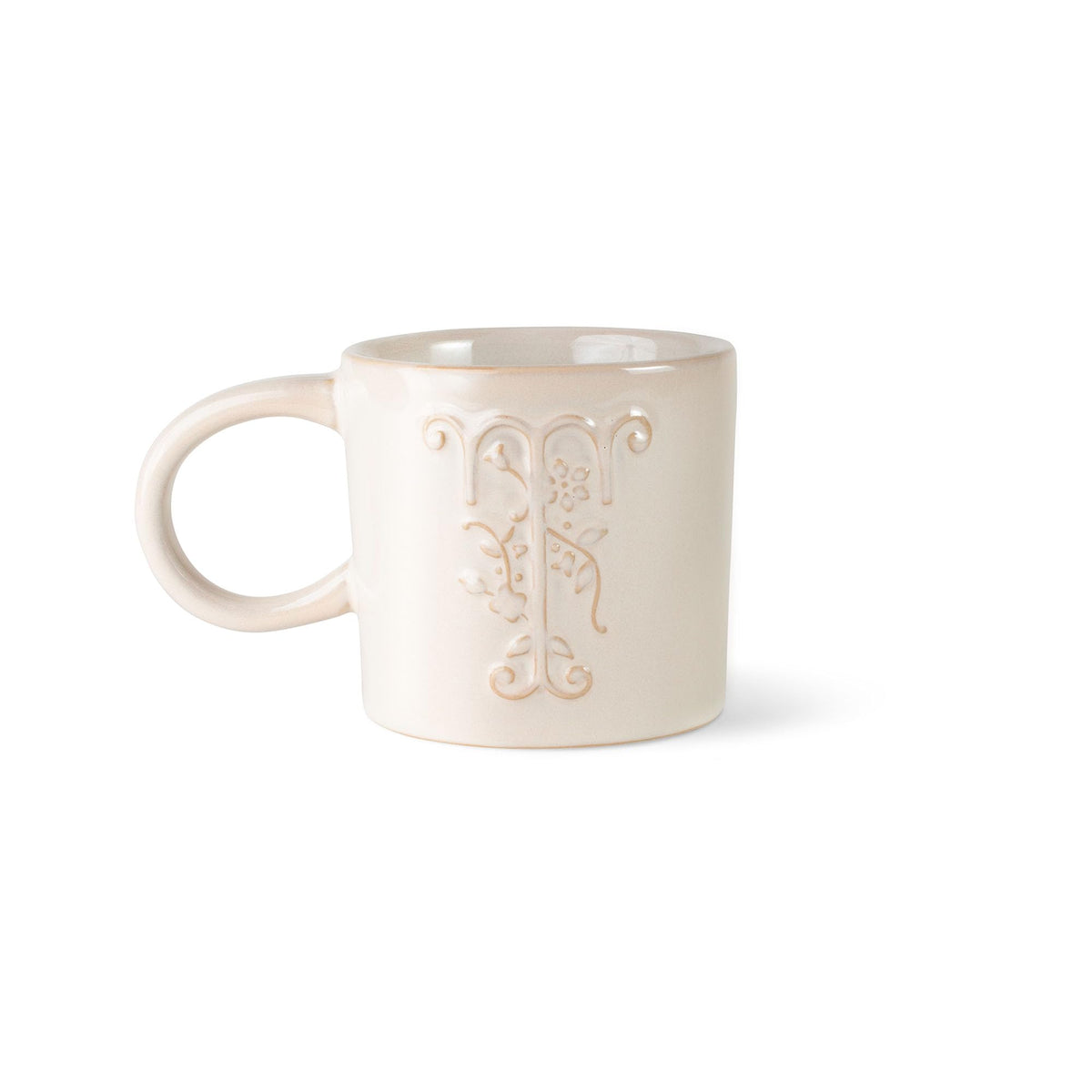 Fringe Studio Artisan Stoneware Mug, "WHITE FLORAL M" 3.75" DIA. X 3.5"H, 13 FL.OZ, Prairie Collection (335015)