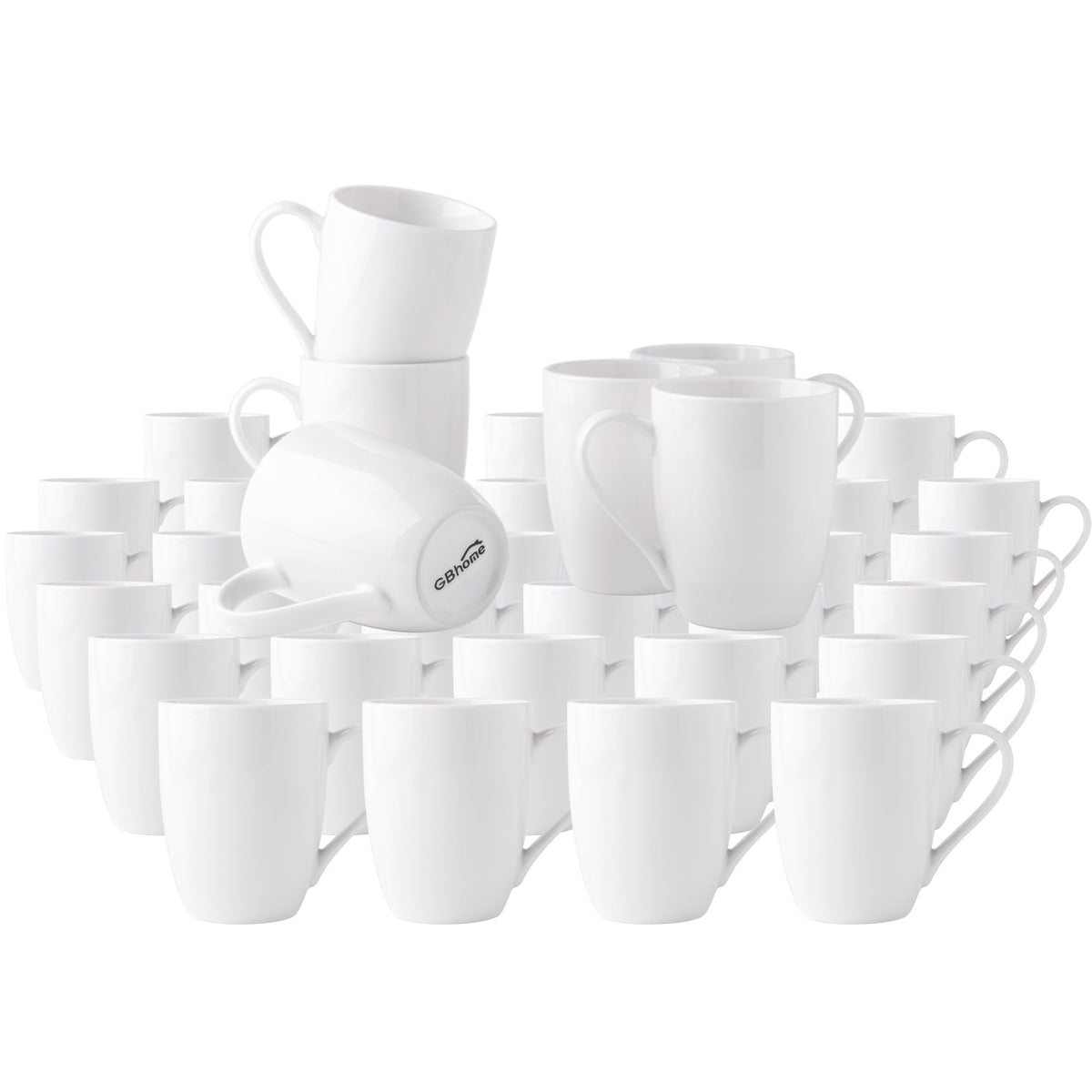 GBhome White Coffee Mugs Set of 12, 12 oz Ceramic Coffee Cups