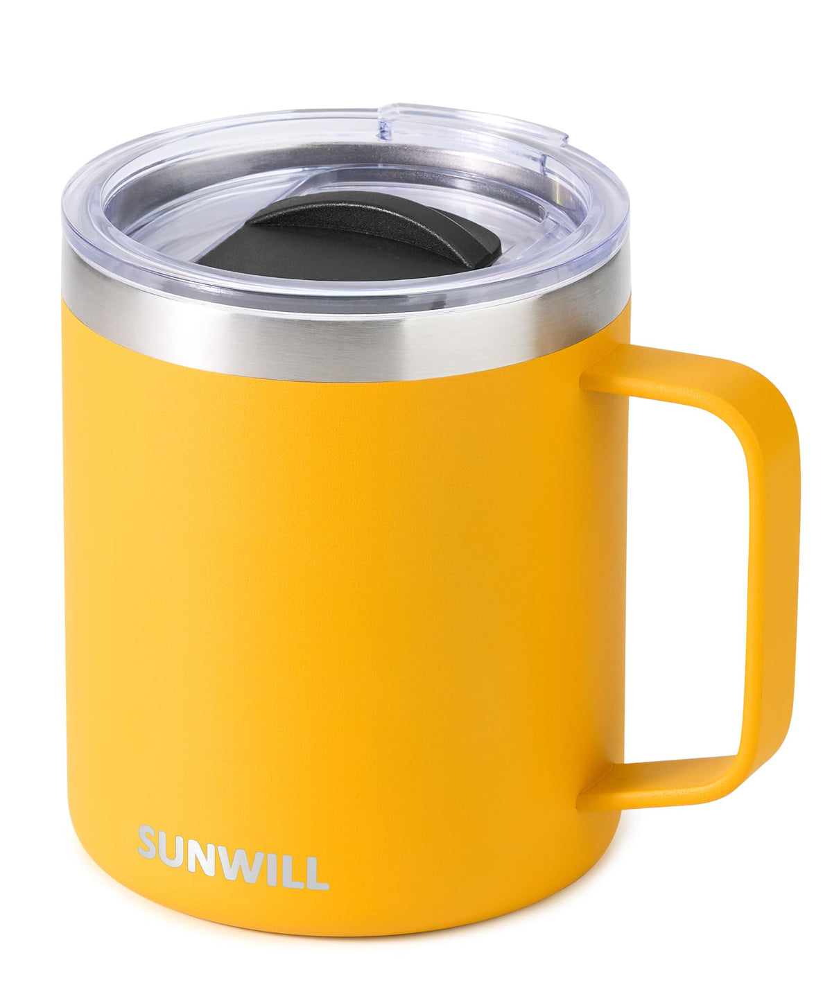 SUNWILL Insulated Coffee Mug, Stainless Steel 14 oz, Splash-Proof Lid