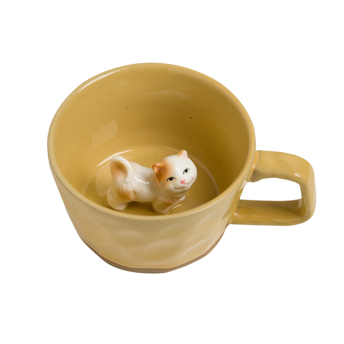 DIHOclub Farmhouse Ceramic Coffee Mug with Squirrel Figurine – Rustic Stoneware Cup, Matte Finish, Ideal for Breakfast & Home Decor (Green Squirrel)