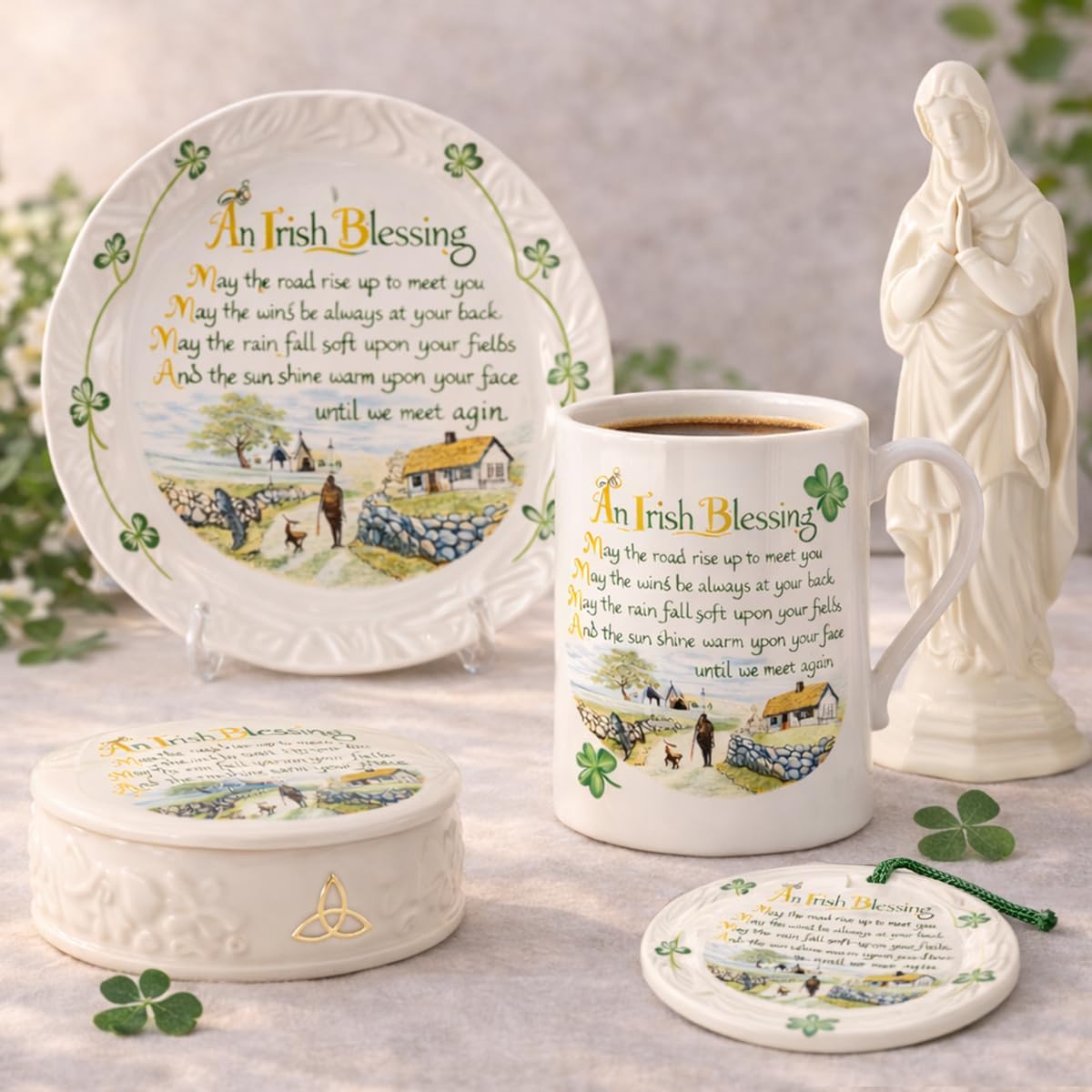Belleek Irish Blessing Mug | 14oz Parian China | Made in Ireland