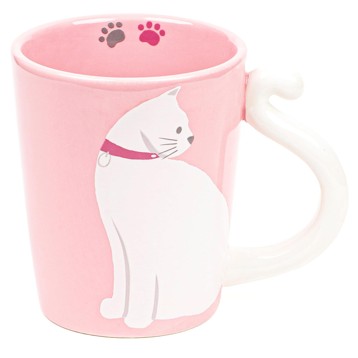 VOTUM Black Cat Coffee Mug, Novelty, 12 oz White Ceramic Tea Cup