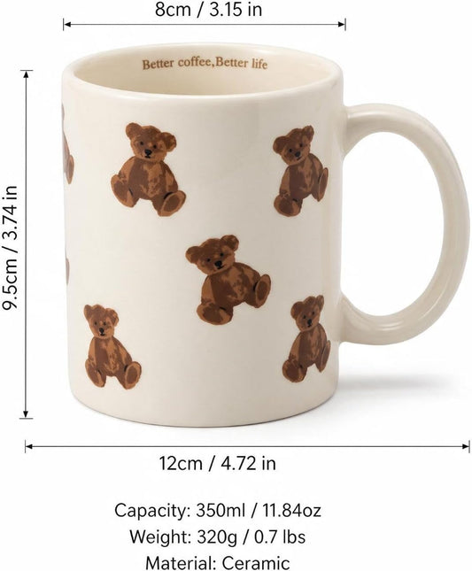 Teddy Bear Mug Cute Vintage Ceramic Coffee Mug for Women Girls