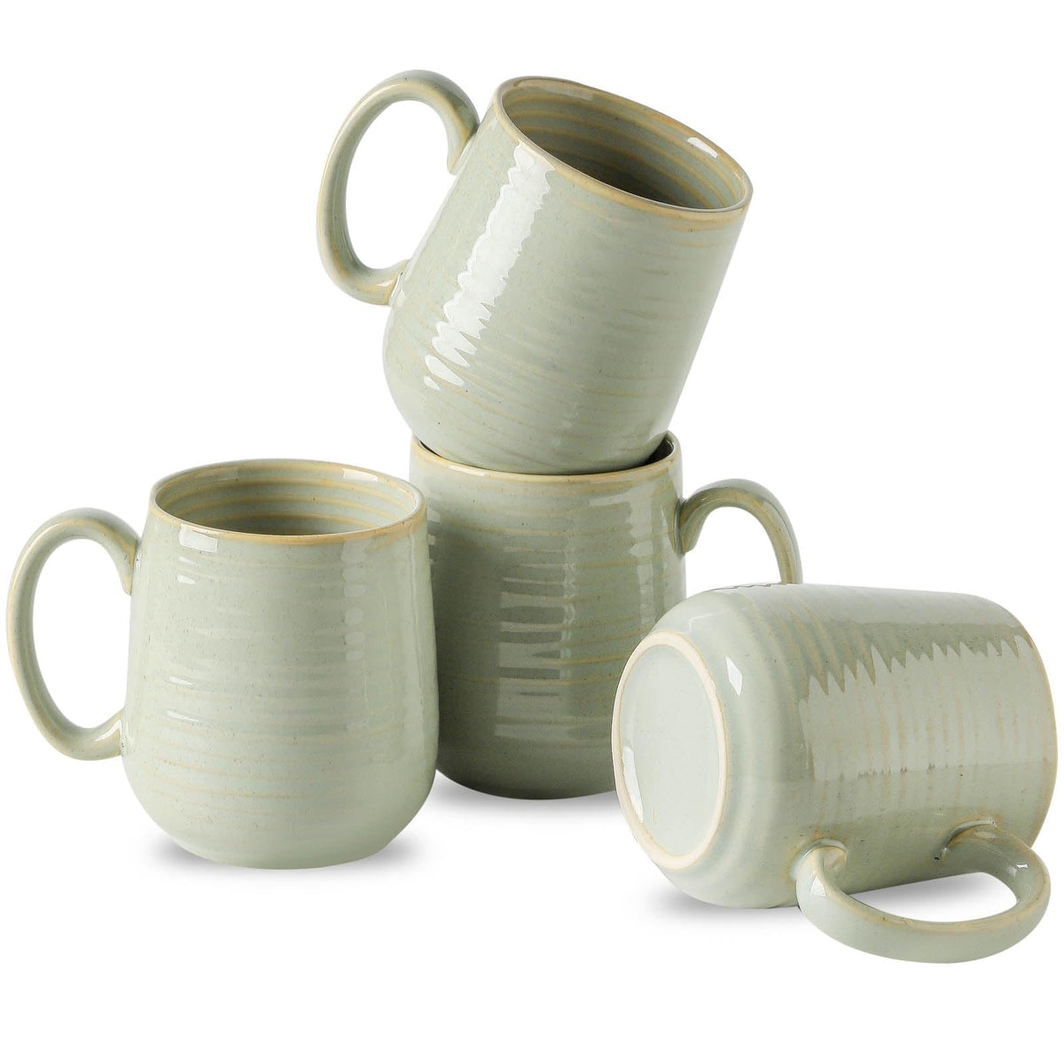 HASENSE Coffee Mugs Set of 4, 15 Ounce Ceramic Coffee Cups with Handle, Large Mug Set for Latte, Tea, Chocolate, Modern Cup Gift for Men and women, Dishwasher & Microwave Safe(Blue)