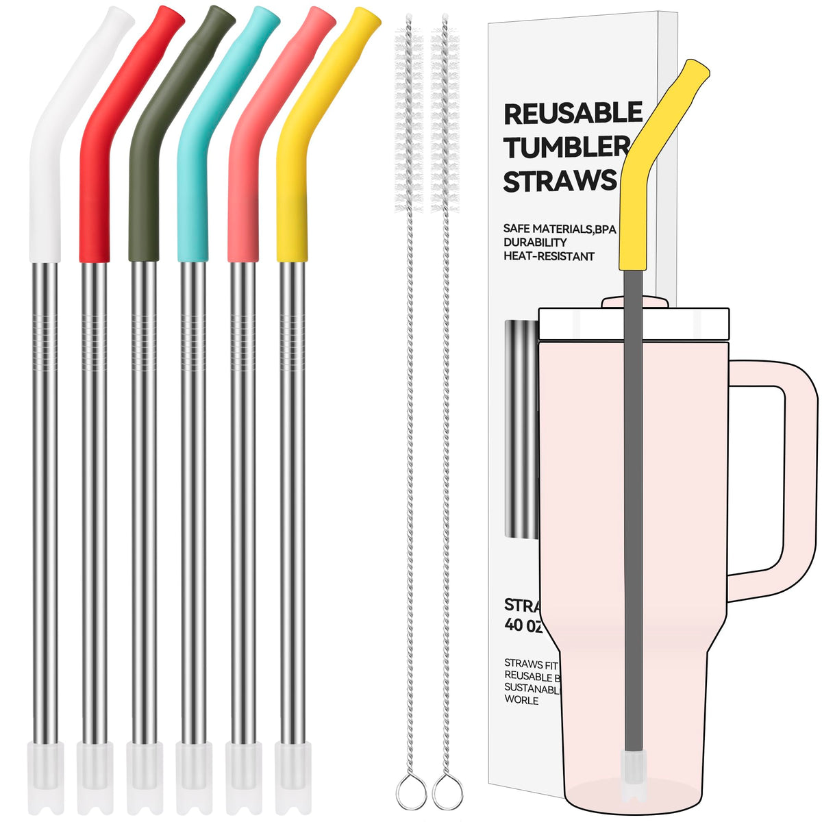 40 oz Straight Metal Straws for 40 oz Stanley Tumbler