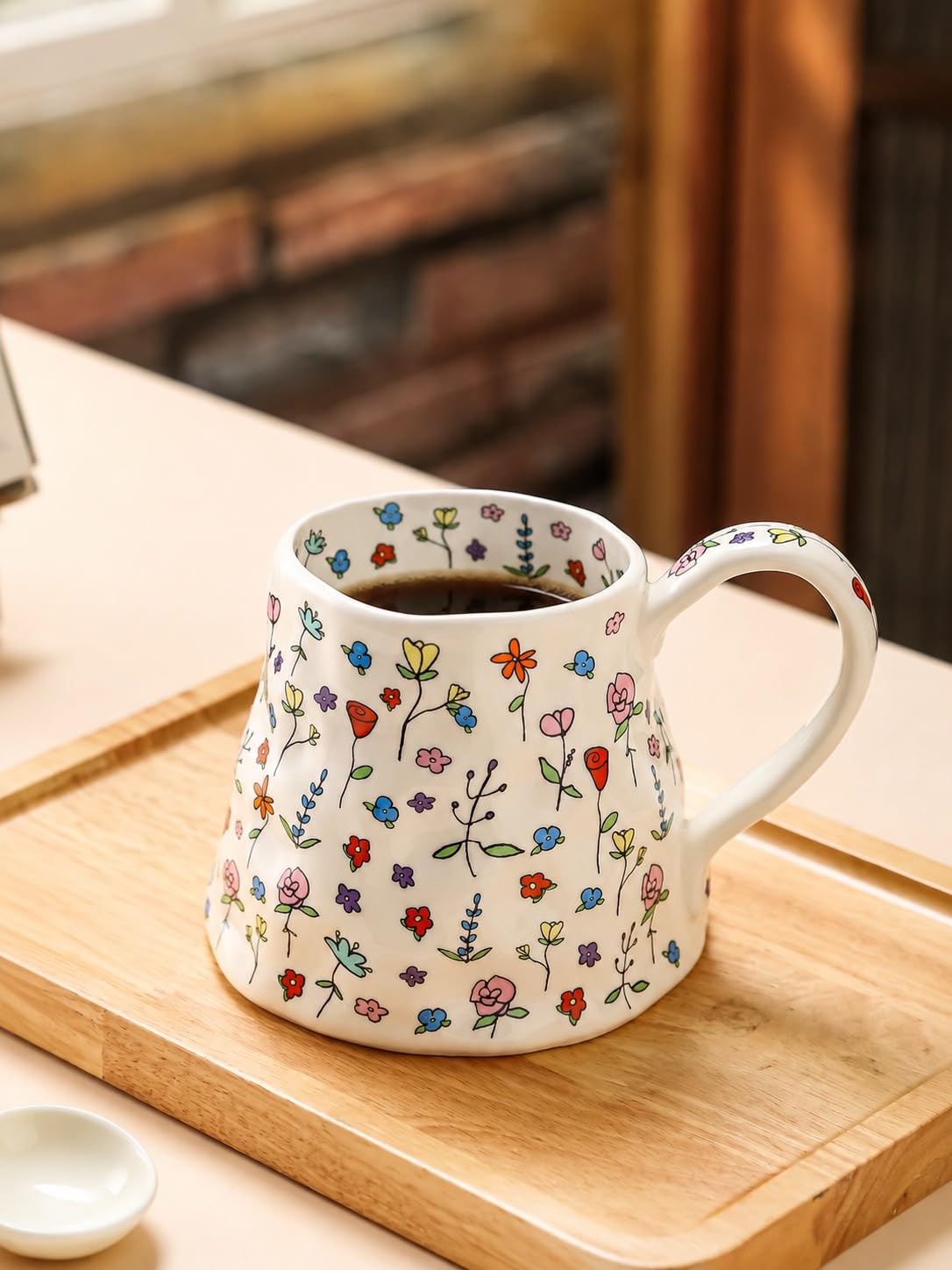 20oz Large Floral Coffee Mug with Big Handle, Mother's Day & Christmas Gift