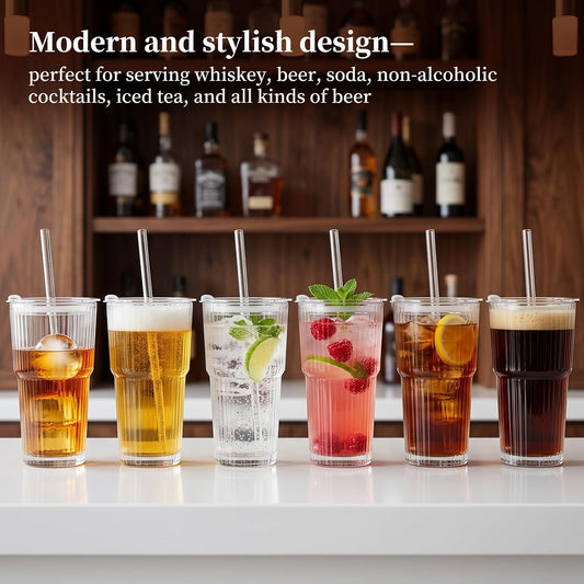 20oz Iced Coffee Cups with Lids and Straws, 2 Pcs