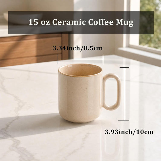 Ceramic Coffee Mug, 15 oz Coffee Cup with Handle Aesthetic Tea Mugs