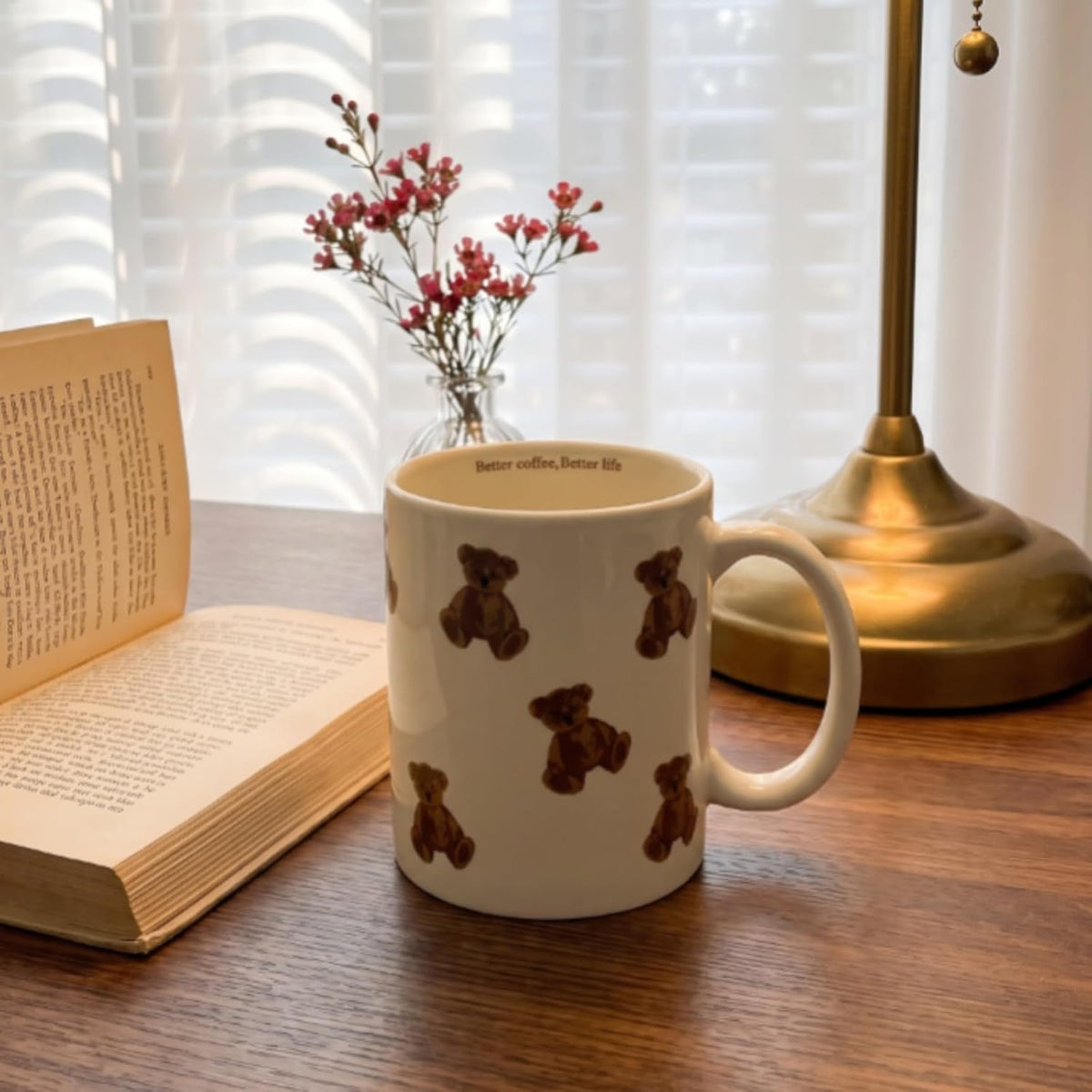 Teddy Bear Mug Cute Vintage Ceramic Coffee Mug for Women Girls