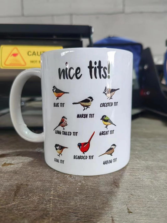 Jigfoxy Nice Tits Bird Mug, Funny Birds Coffee Mugs, Bird Watching Gifts