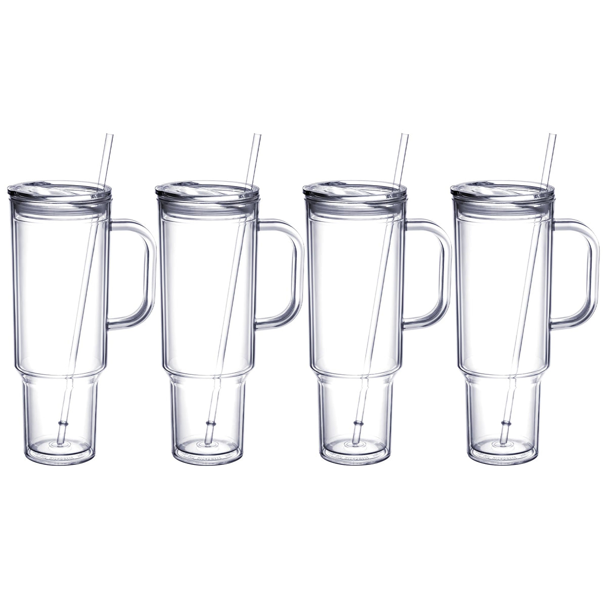 MEWAY 40 oz Acrylic Tumbler with Handle and Straw Lid,Double Wall Vacuum Reusable plastic Water Bottle Travel Mug Cup,Classic Tumblers Cupholder Friendly (2 Pack)