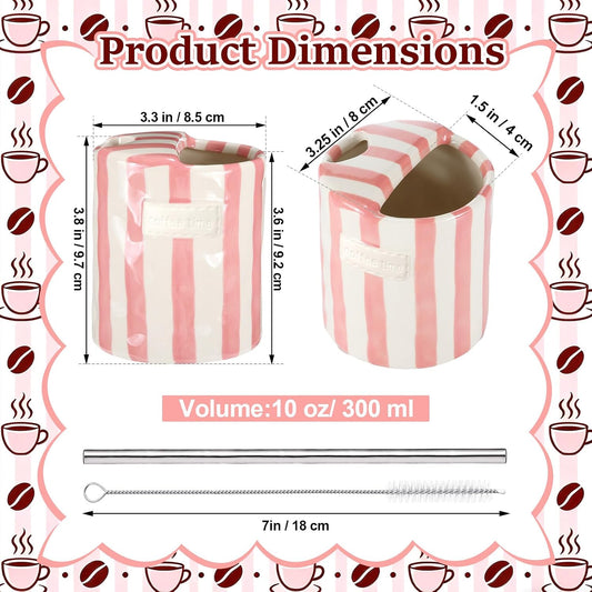 1 Pack Ceramic Coffee Mug with Sip Hole, Simple, Pink