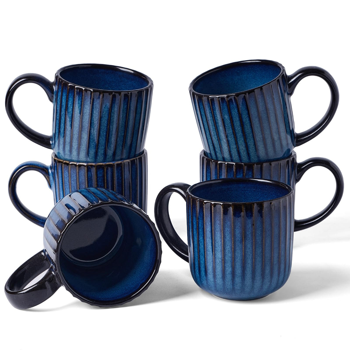 famiware Coffee Mug Set of 4, Star 12 oz Ceramic Mugs Cups Set with Handle