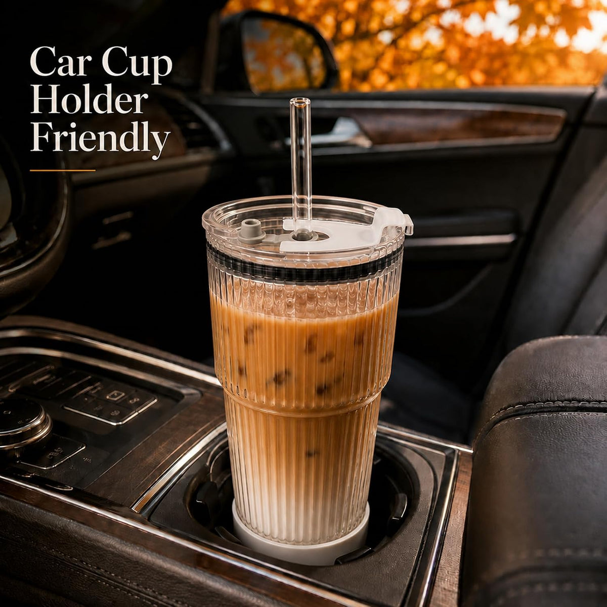 Dukars 20 oz Glass Iced Coffee Cups with Leakproof Lids and Tritan Straws