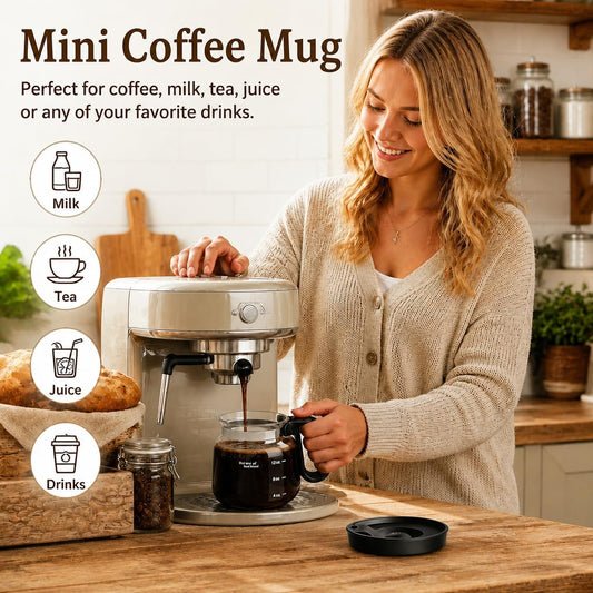 Shelprojsu 16oz Coffee Pot Mug,Glass Coffee Cups Mini Coffee Pot Coffee Mug,with Leak-proof Lid Large Capacity, For Ldeal Gift Coffee Lovers(1pc)