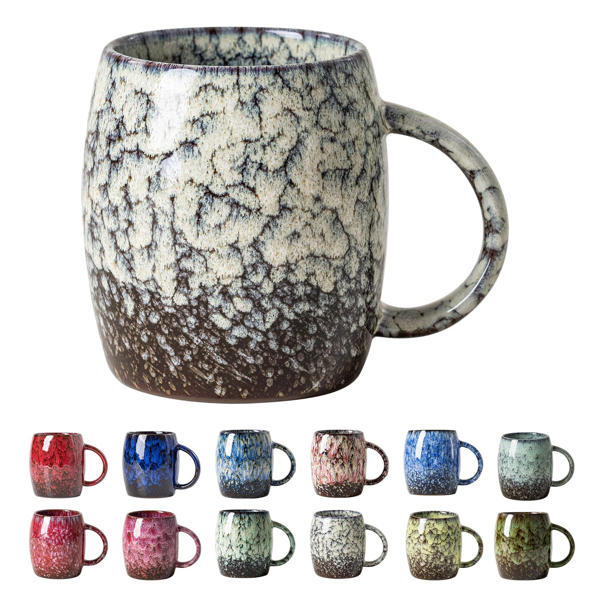Deep Cobalt Ceramic Mug, 14oz Reactive Glaze Coffee Mug, Office Gift