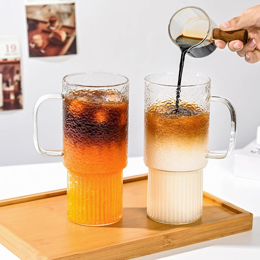 32oz Glass Cups with Handle Lids and Straws, Borosilicate Glass Tumblers for Iced Coffee, Smoothies, Fruit Drinks. Reuseable Glasses Cups for Cold/Hot Water (glass lid 1 pack)