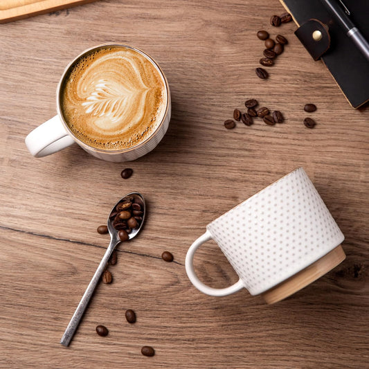 GBhome 15 OZ Stackable Coffee Mugs Set of 4, Ceramic Coffee Cups Set