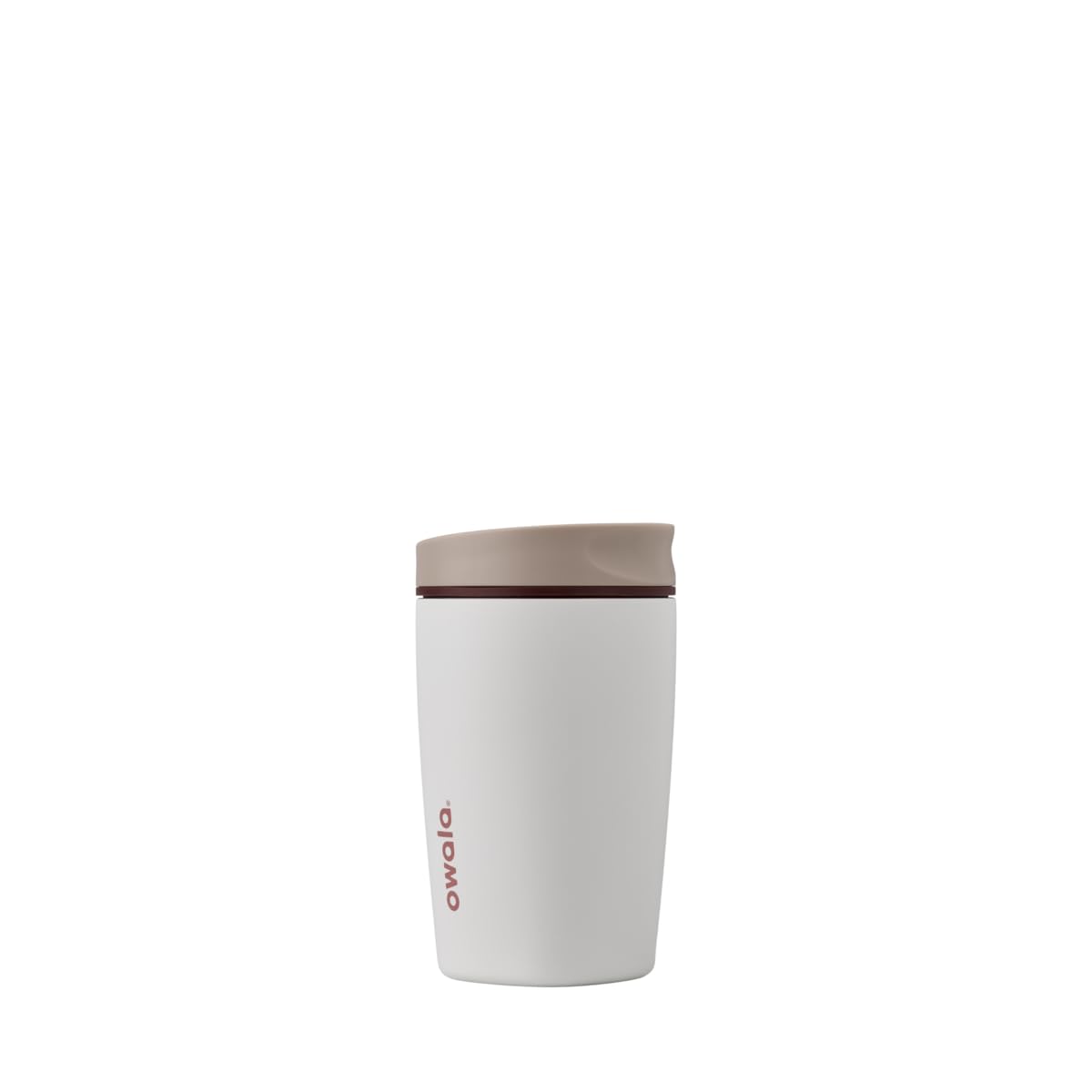 Owala SmoothSip Slider Insulated Stainless Steel Coffee Tumbler, Reusable Iced Coffee Cup, Hot Coffee Travel Mug, BPA Free 12 oz, Pink/Tan (Daybreak)