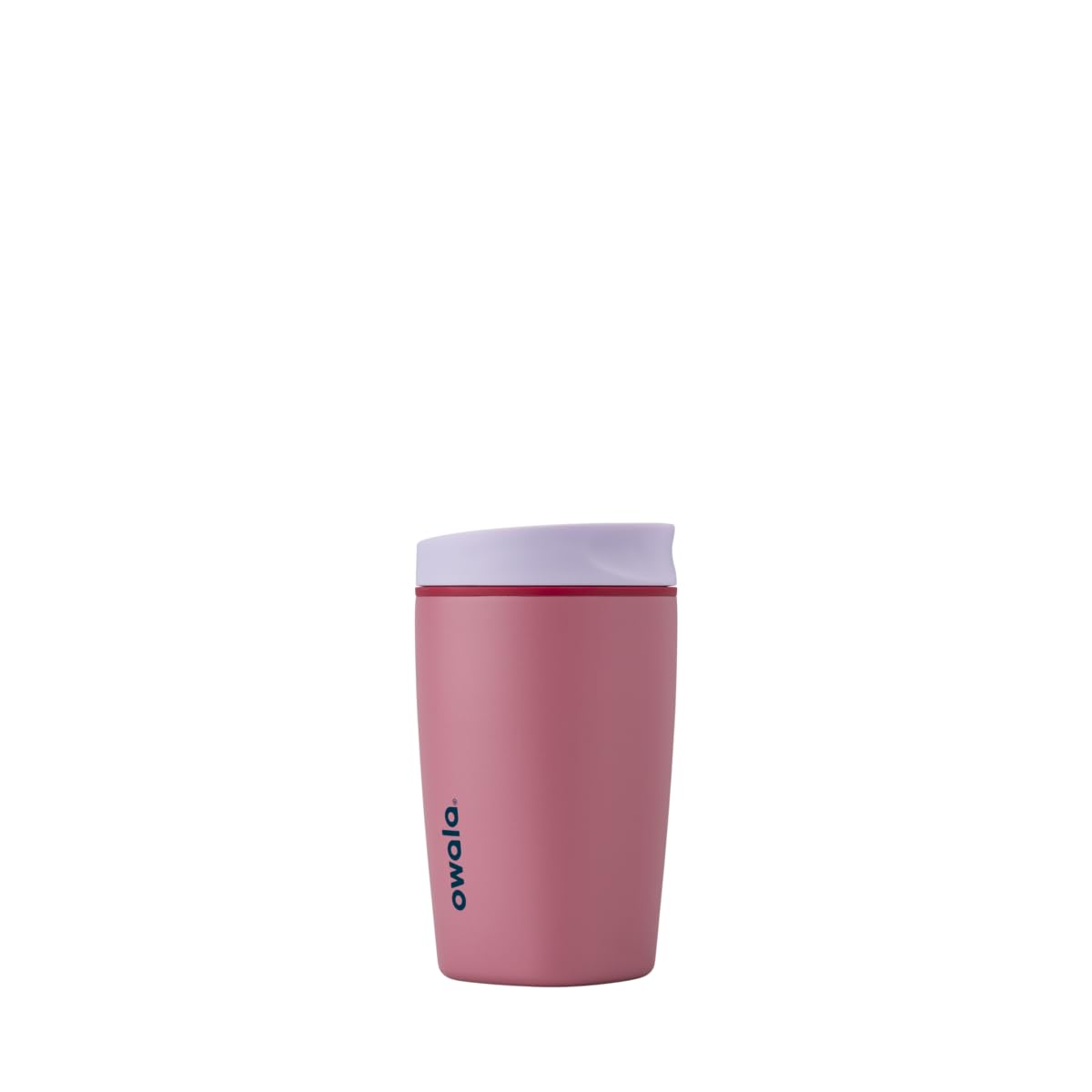 Owala SmoothSip Slider Insulated Stainless Steel Coffee Tumbler, Reusable Iced Coffee Cup, Hot Coffee Travel Mug, BPA Free 12 oz, Pink/Tan (Daybreak)