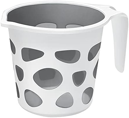 Extremely Premium Plastic Duplex Designer Mugs for Bathroom Bath Accessory x 1 Mug BPA Free Bathing Dabba Camping Mug, Certified Bathing Water Mug - 1.5 Litre Capacity - Assorted Colors (Duplex Grey)