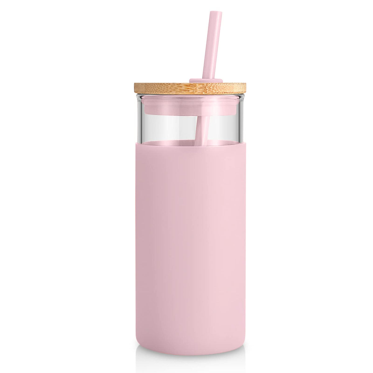 Tronco 20 oz Glass Tumbler with Lids and Straws, Reusable Iced Coffee Cups
