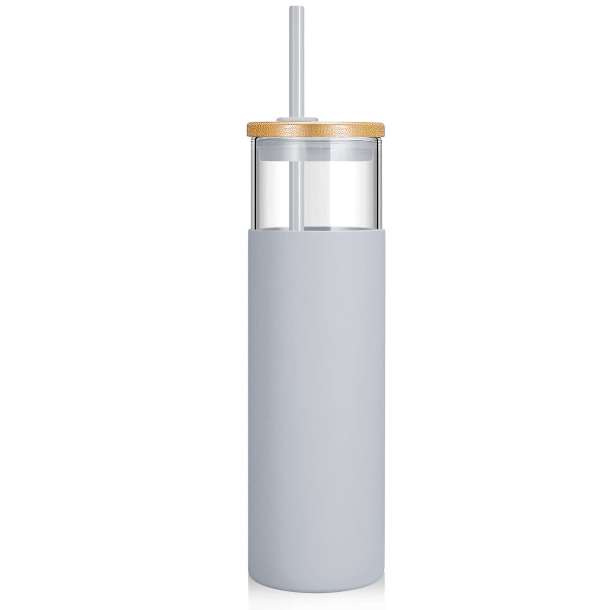 Tronco 24 oz Glass Tumbler with Lids and Straws, Reusable Iced Coffee Cups