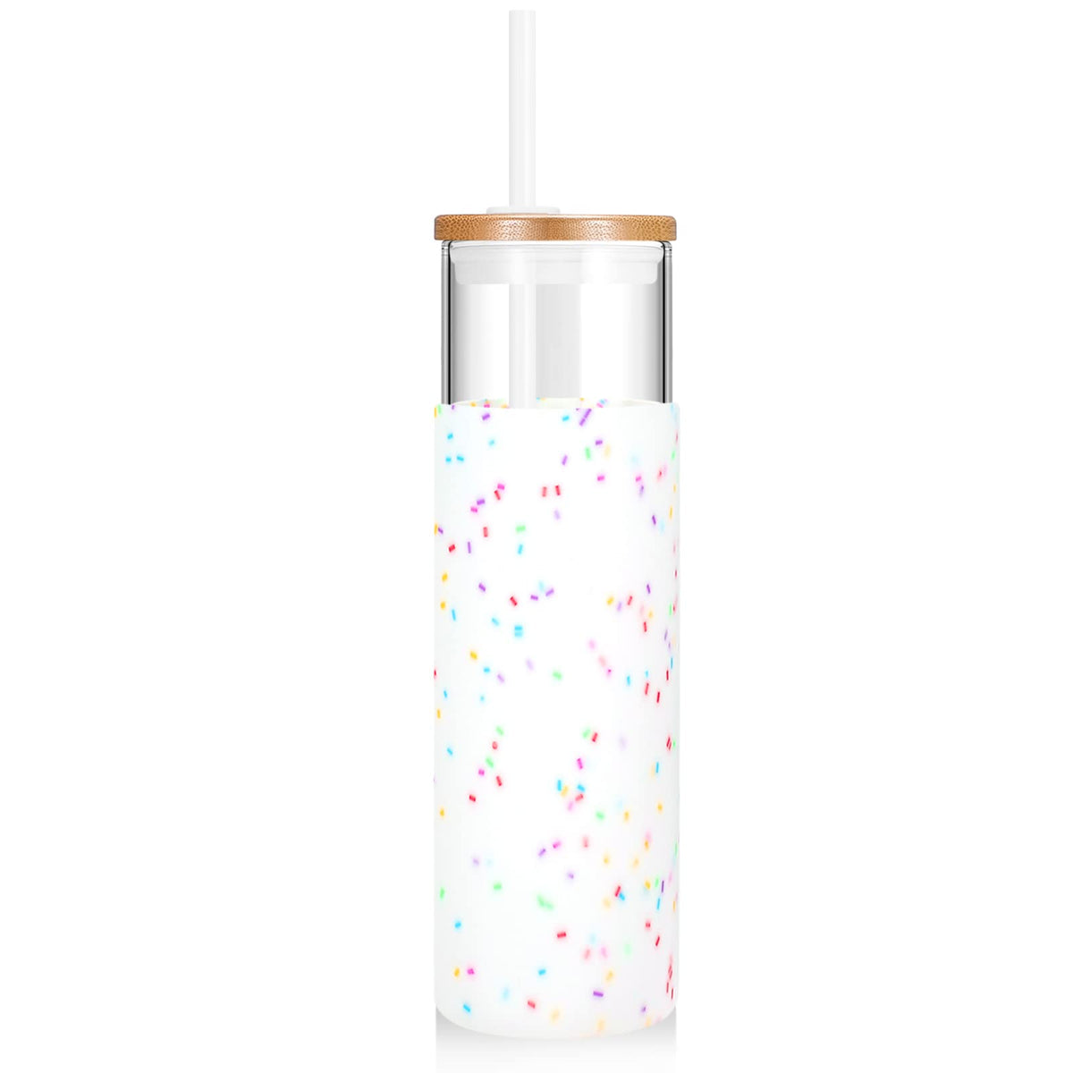 Tronco 24 oz Glass Tumbler with Lids and Straws, Reusable Iced Coffee Cups