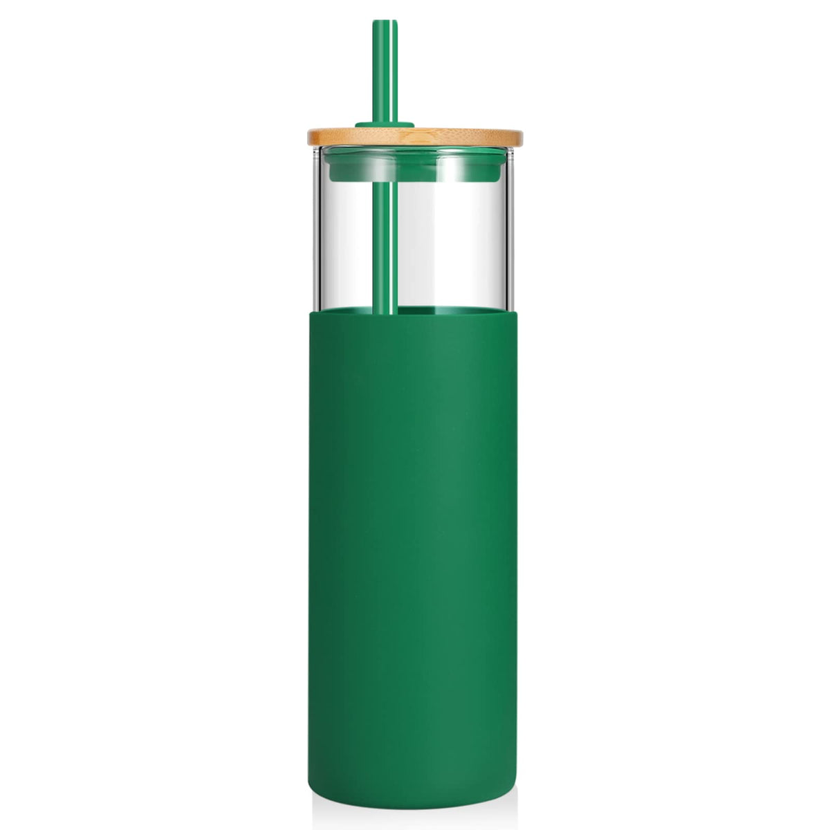 Tronco 24 oz Glass Tumbler with Lids and Straws, Reusable Iced Coffee Cups