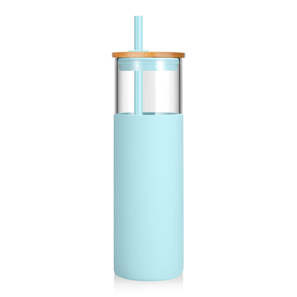 Tronco 24 oz Glass Tumbler with Lids and Straws, Reusable Iced Coffee Cups
