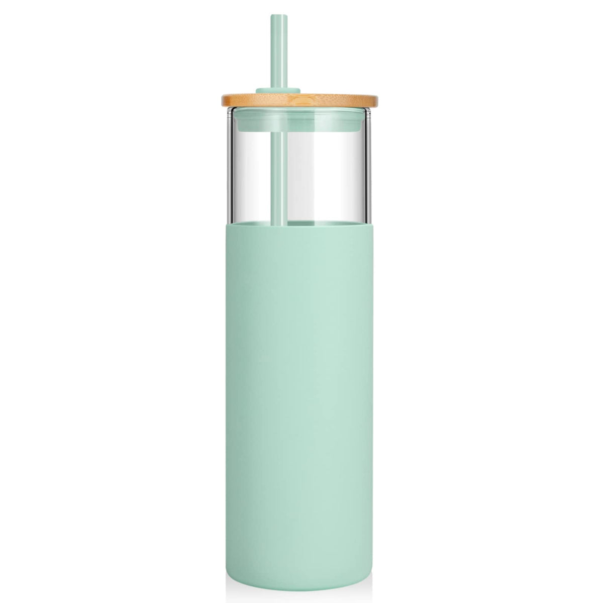Tronco 24 oz Glass Tumbler with Lids and Straws, Reusable Iced Coffee Cups