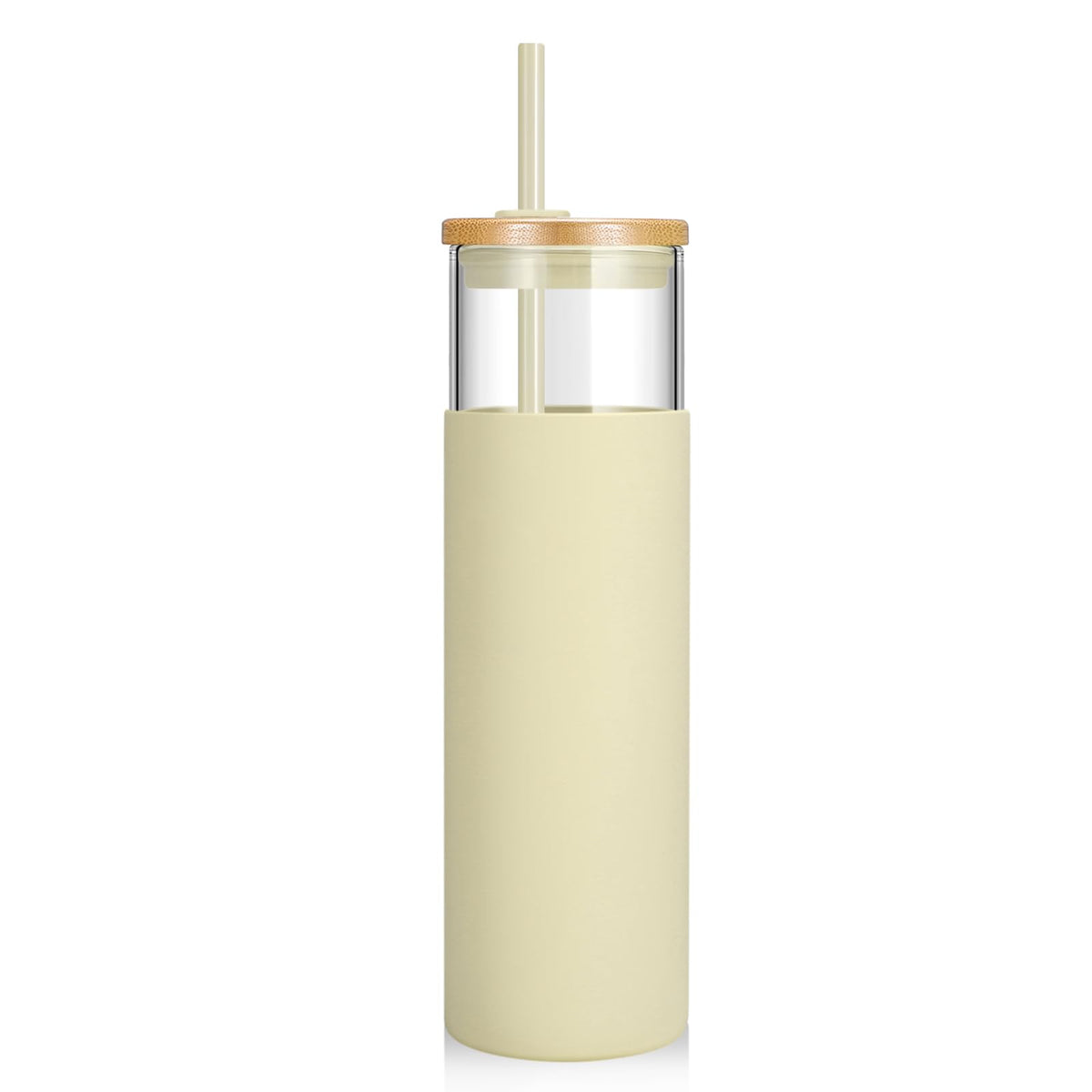 Tronco 24 oz Glass Tumbler with Lids and Straws, Reusable Iced Coffee Cups