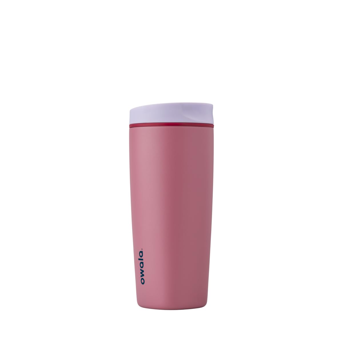Owala SmoothSip Slider Insulated Stainless Steel Coffee Tumbler, Reusable Iced Coffee Cup, Hot Coffee Travel Mug, BPA Free 12 oz, Pink/Tan (Daybreak)