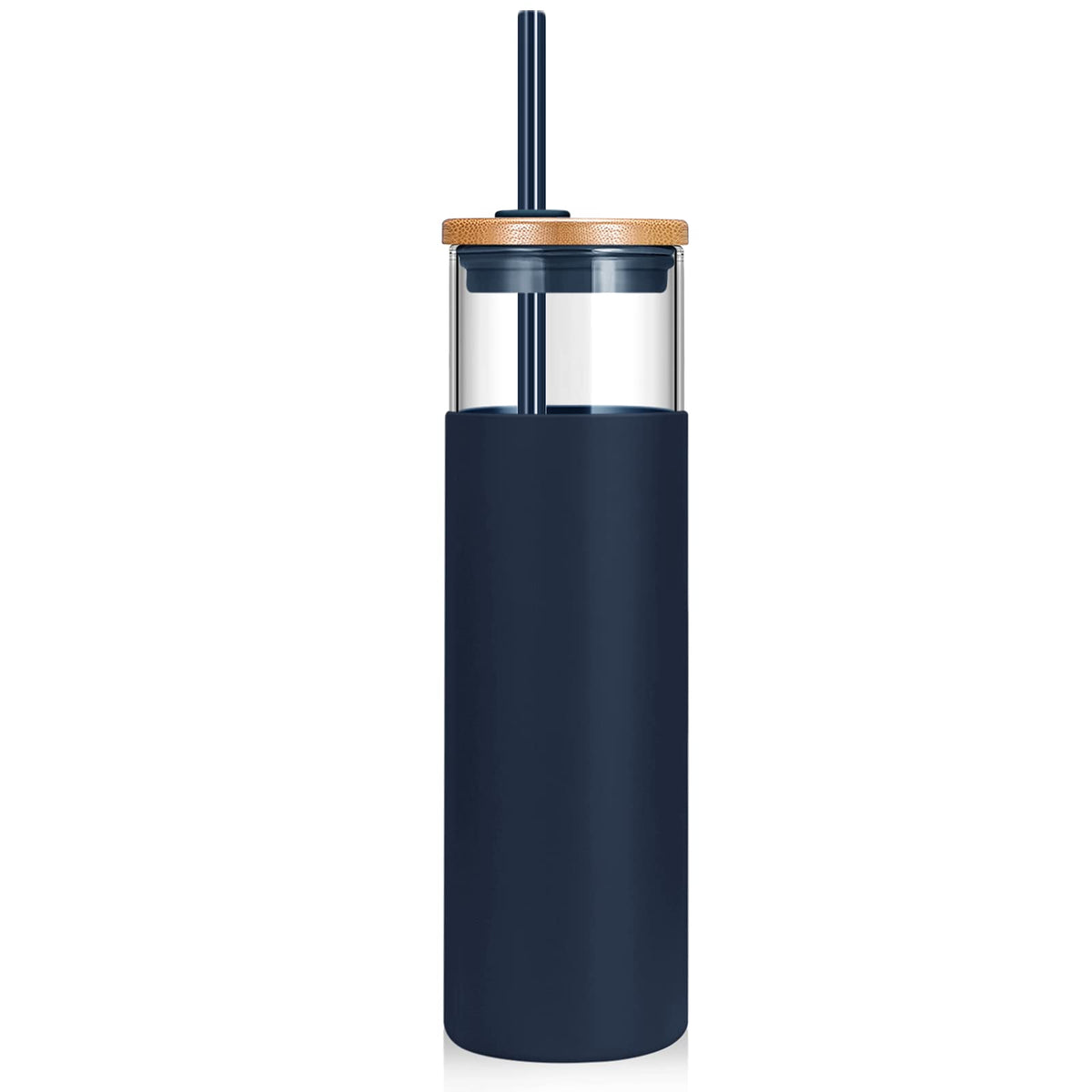 Tronco 24 oz Glass Tumbler with Lids and Straws, Reusable Iced Coffee Cups