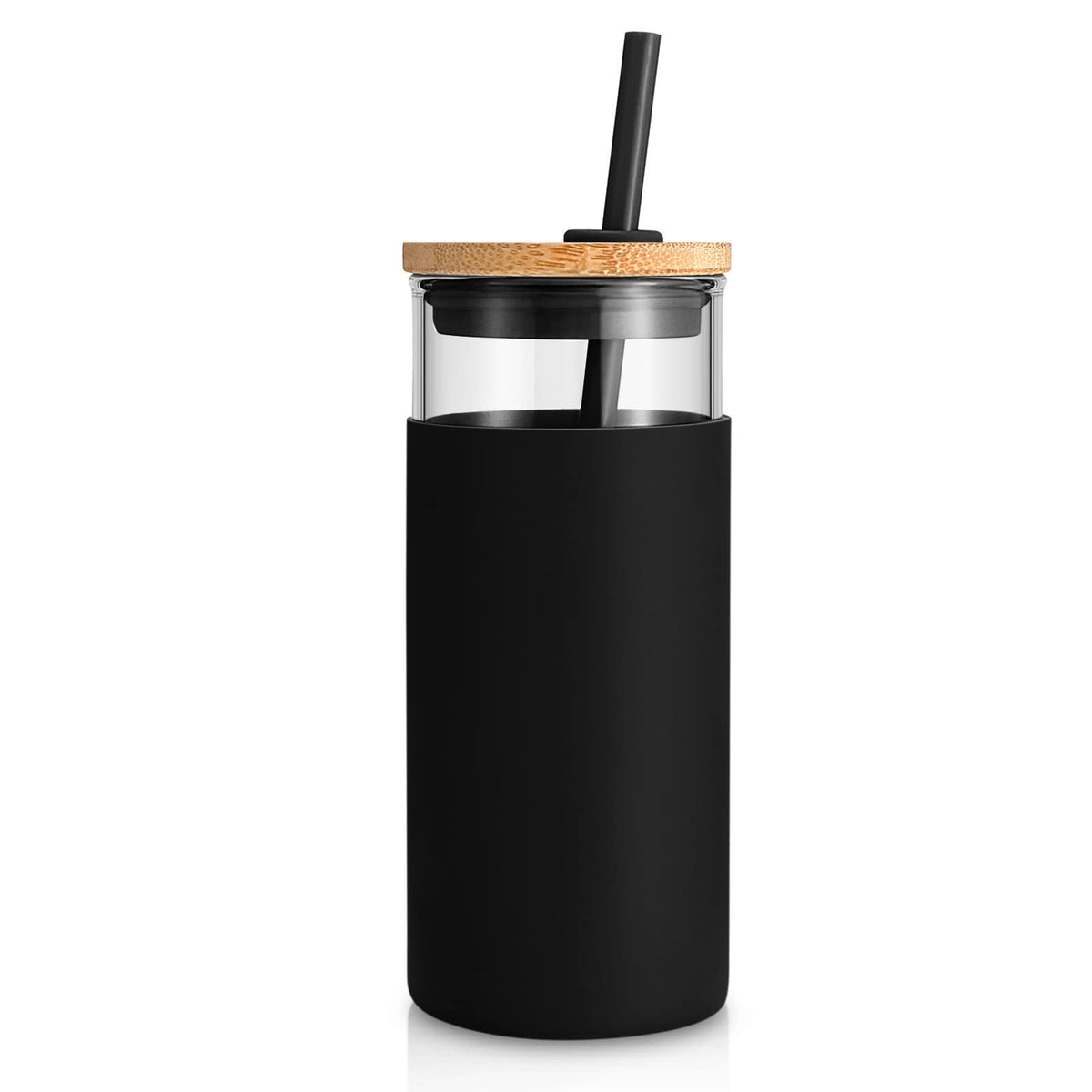 Tronco 20 oz Glass Tumbler with Lids and Straws, Reusable Iced Coffee Cups