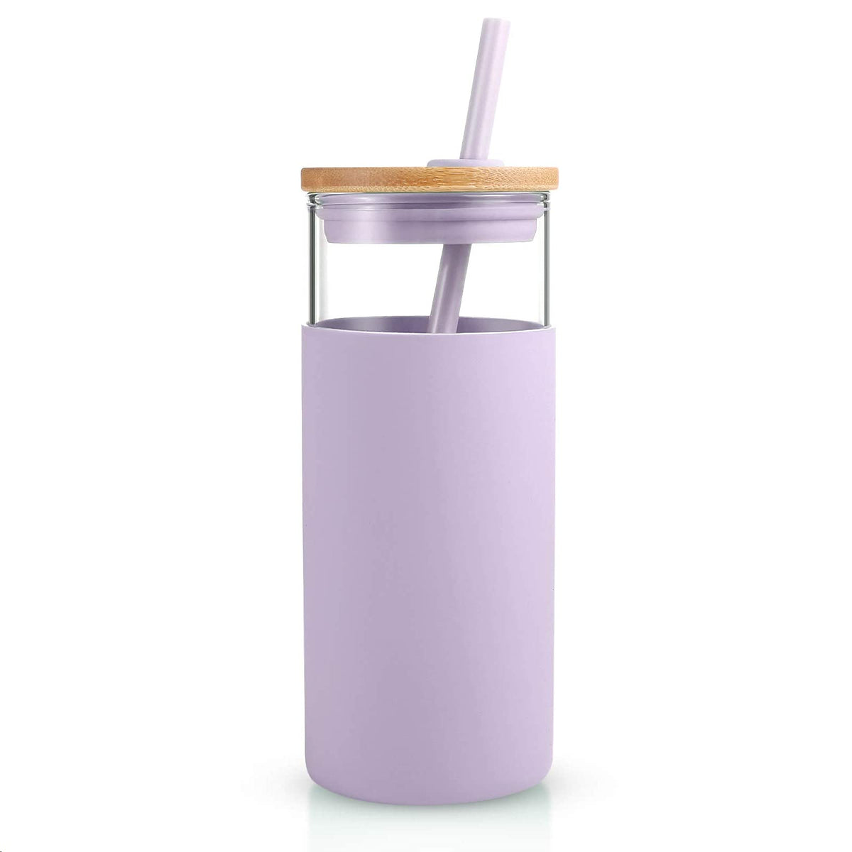 Tronco 20 oz Glass Tumbler with Lids and Straws, Reusable Iced Coffee Cups