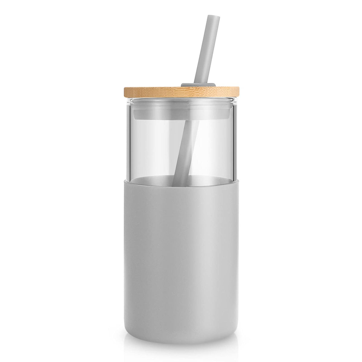 Tronco 24 oz Glass Tumbler with Lids and Straws, Reusable Iced Coffee Cups