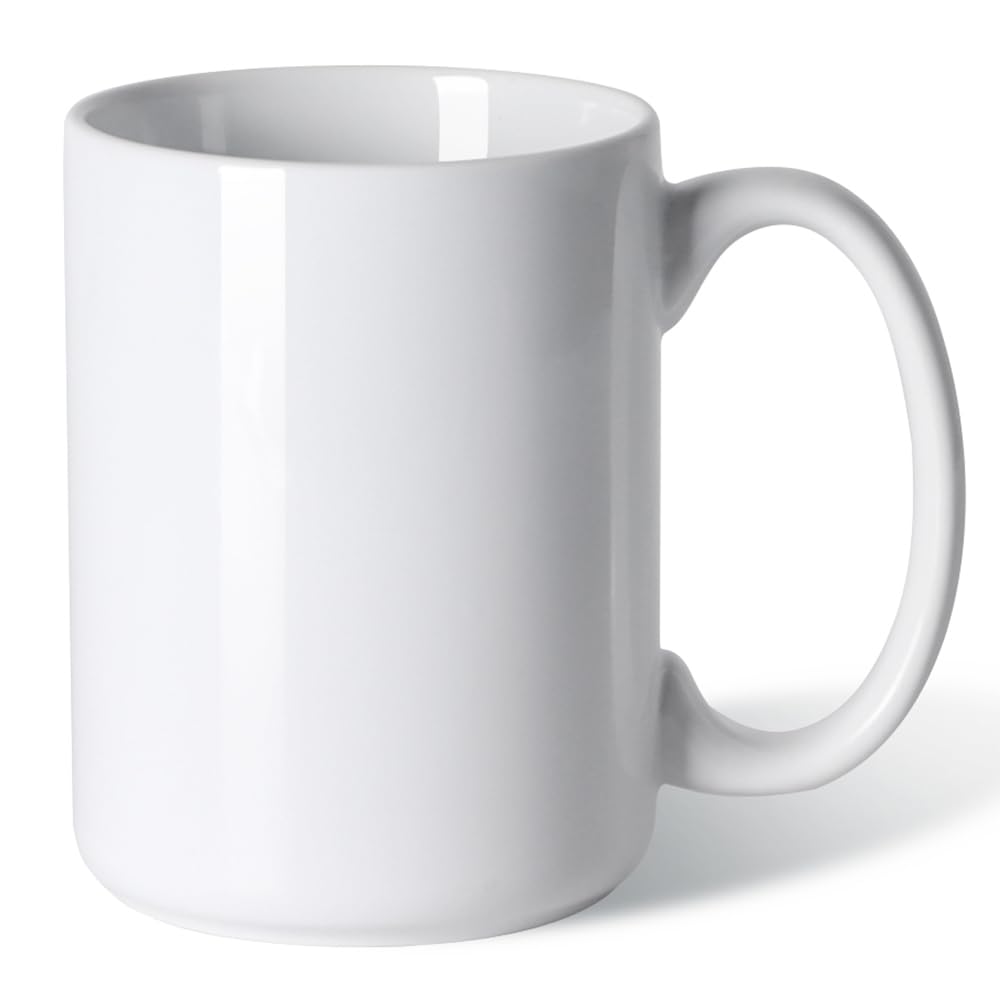15 OZ Coffee Mug, Classic Blank Ceramic Cup with Large Handle for Tea Latte Cappuccino, Red
