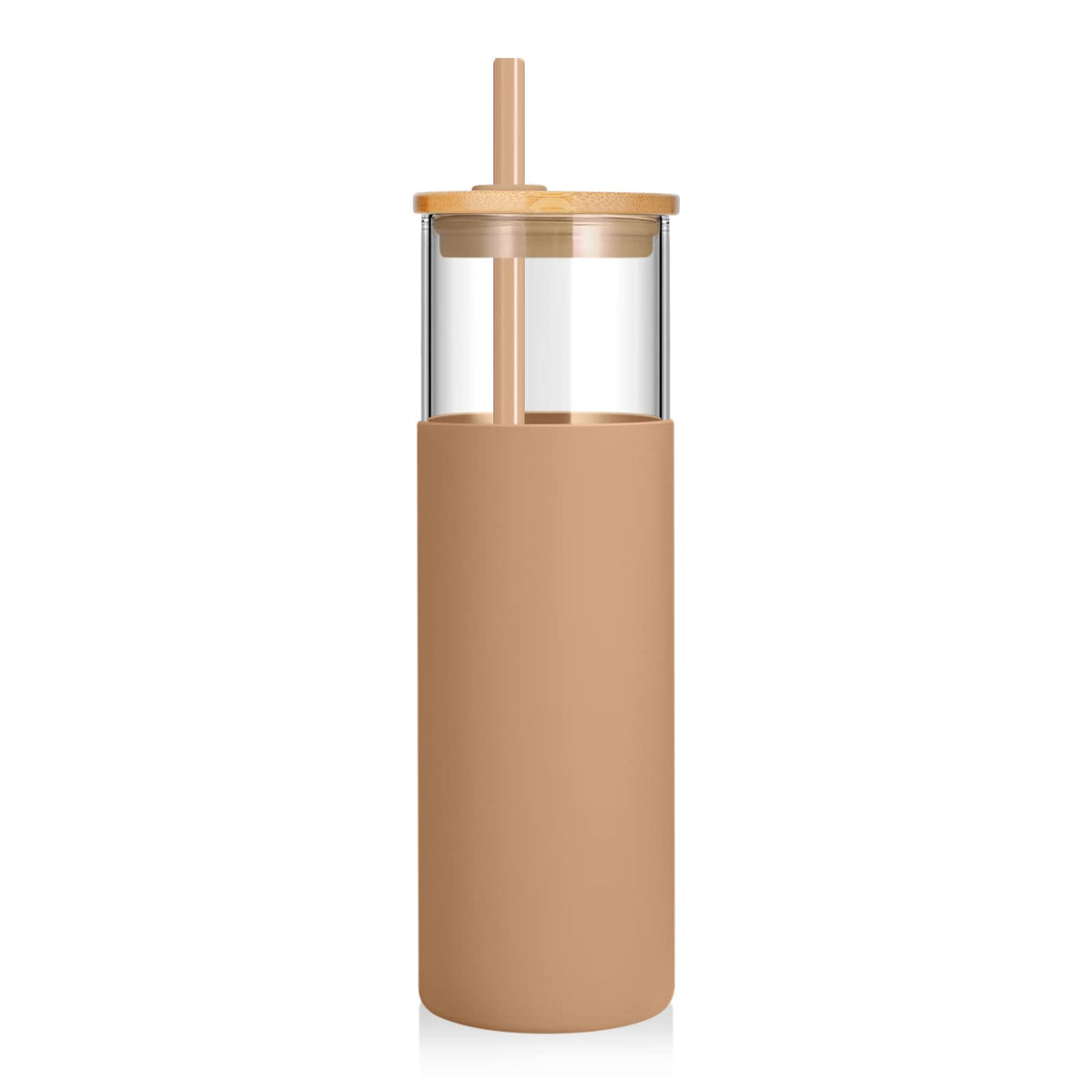 Tronco 24 oz Glass Tumbler with Lids and Straws, Reusable Iced Coffee Cups