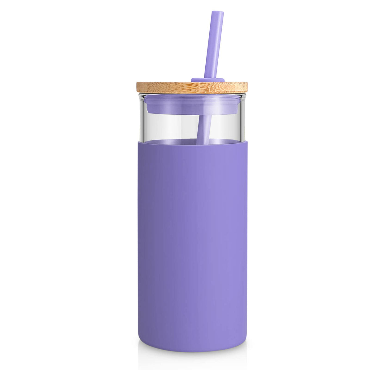 Tronco 20 oz Glass Tumbler with Lids and Straws, Reusable Iced Coffee Cups