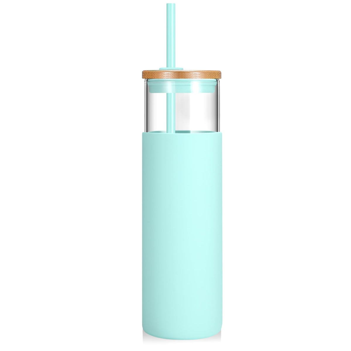 Tronco 24 oz Glass Tumbler with Lids and Straws, Reusable Iced Coffee Cups