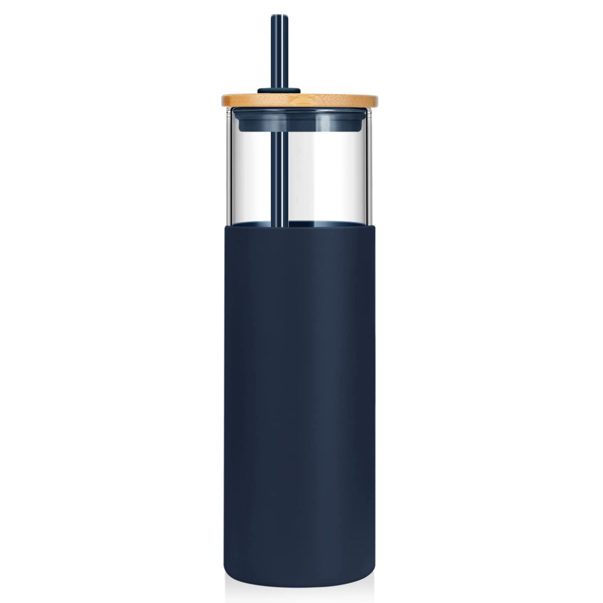 Tronco 24 oz Glass Tumbler with Lids and Straws, Reusable Iced Coffee Cups