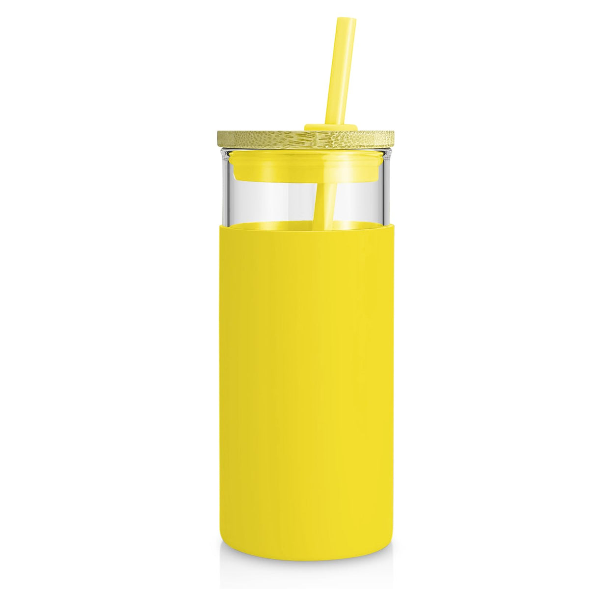 Tronco 20 oz Glass Tumbler with Lids and Straws, Reusable Iced Coffee Cups