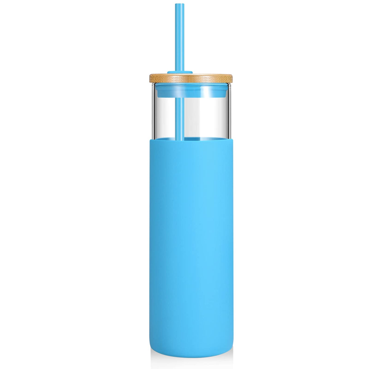 Tronco 24 oz Glass Tumbler with Lids and Straws, Reusable Iced Coffee Cups