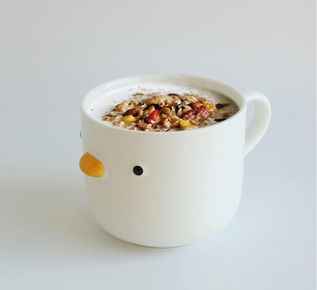 PURROOM Large Breakfast Mug, Handmade Glaze Duck Cup, Safety Ceramic Coffee Mug & Oatmeal Soup Cup, 22 oz Oversized Cute Cereal Cup.
