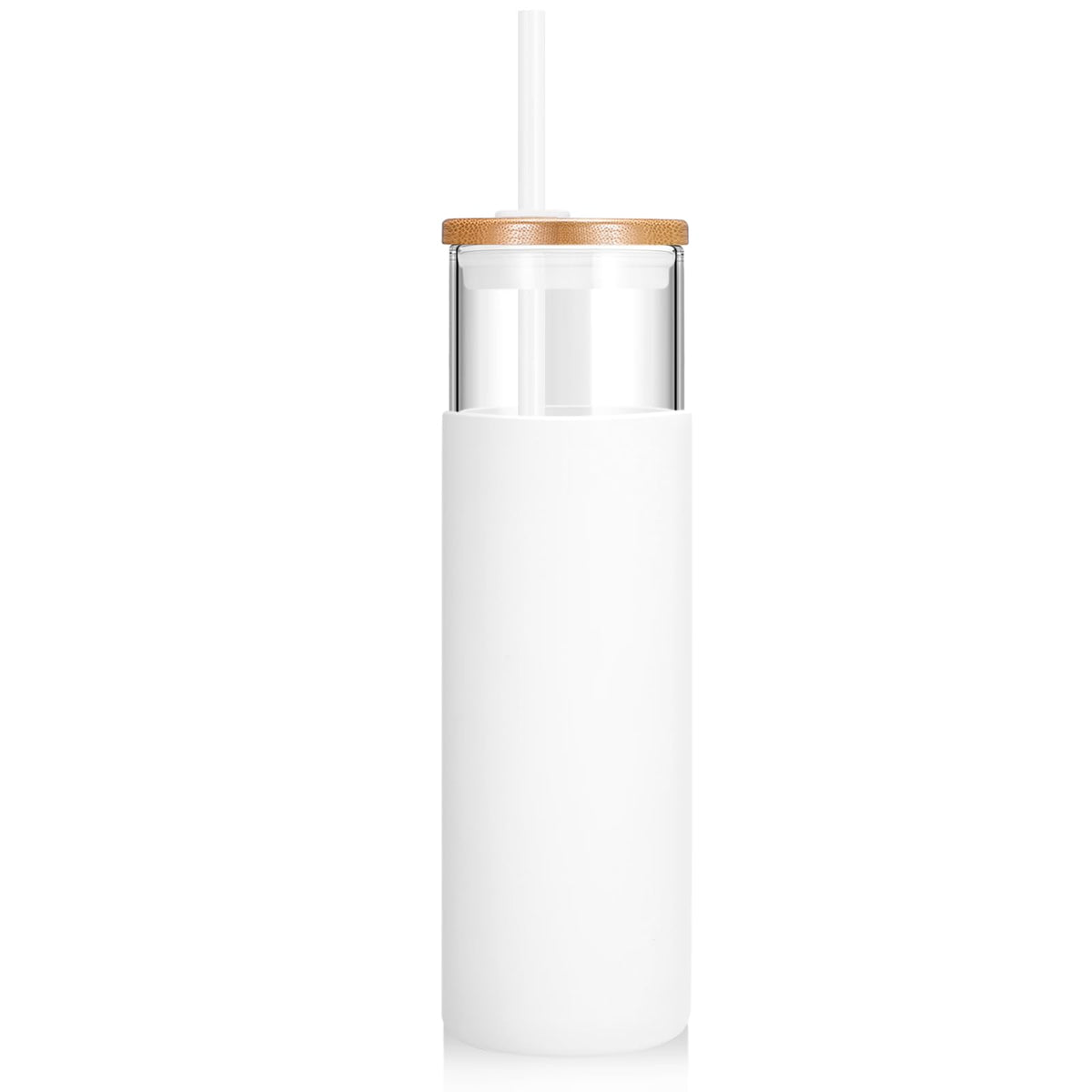 Tronco 24 oz Glass Tumbler with Lids and Straws, Reusable Iced Coffee Cups