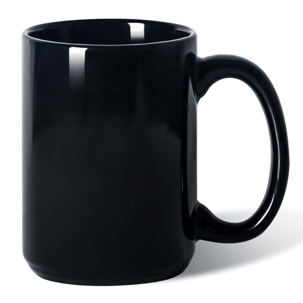 15 OZ Coffee Mug, Classic Blank Ceramic Cup with Large Handle for Tea Latte Cappuccino, Red