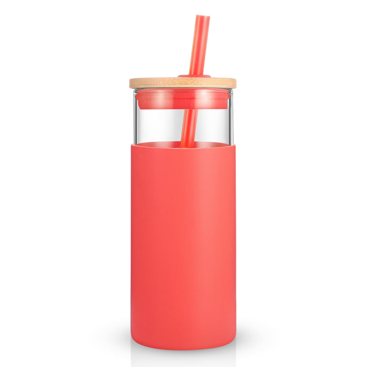 Tronco 20 oz Glass Tumbler with Lids and Straws, Reusable Iced Coffee Cups