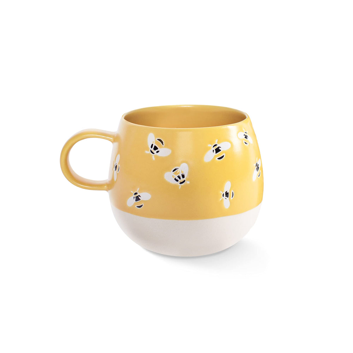 Fringe Studio Artisan Stoneware Mug, "WHITE FLORAL M" 3.75" DIA. X 3.5"H, 13 FL.OZ, Prairie Collection (335015)