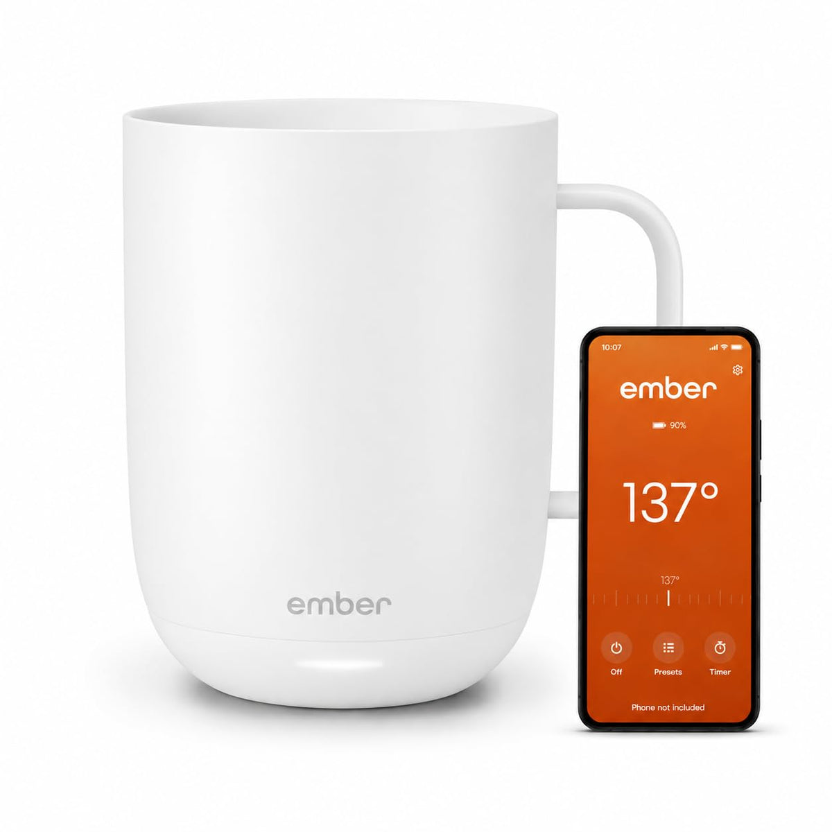 Ember Temperature Control Smart Mug 2, 14 Oz, App-Controlled Heated Coffee Mug with 80 Min Battery Life and Improved Design, White